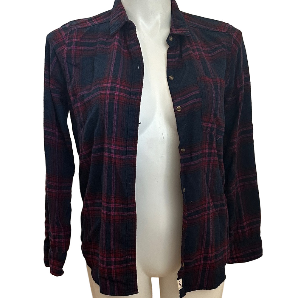 Hollister Plaid Flannel Button Down Top Size M